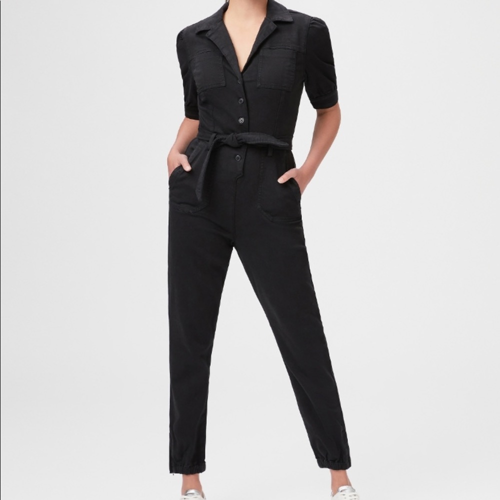 PAIGE - Mayslie Shortsleeve Jumpsuit - Washed Black